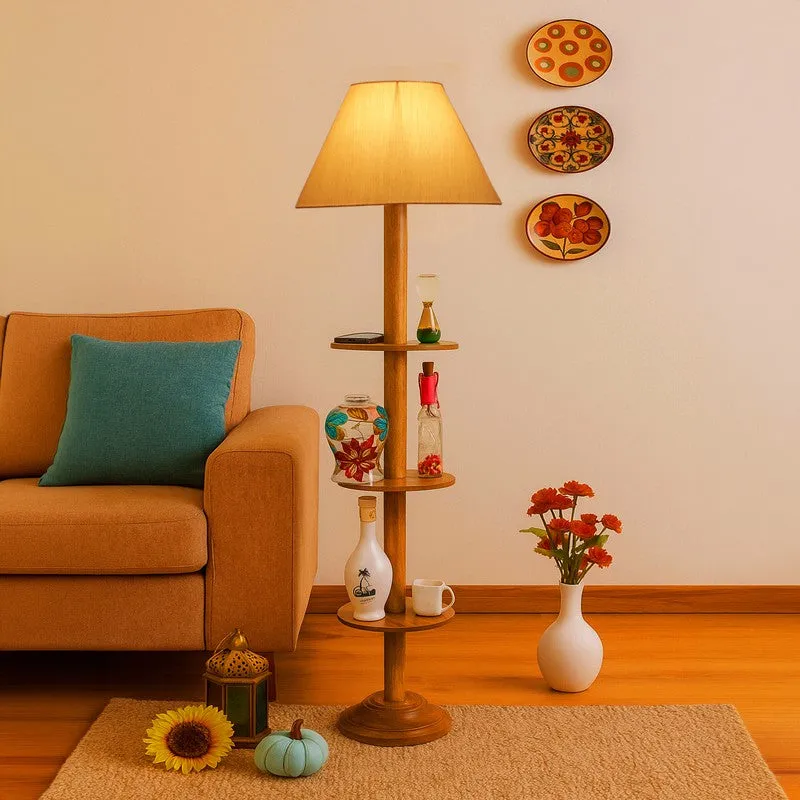 EclipseNova Light Wooden Floor Lamp - White media 1