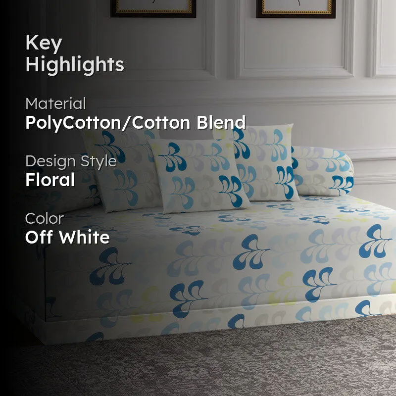 Blue Flora Diwan Set - Six Piece Set - 2