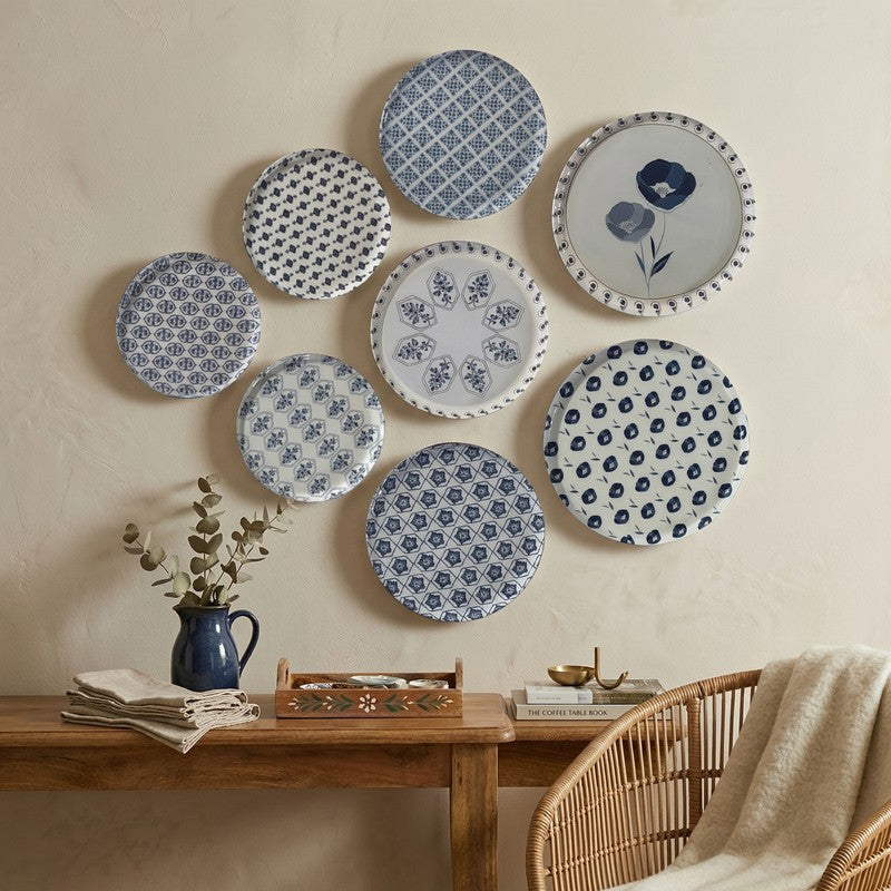 Azurova Grid Metal Wall Plates - Set of Eight