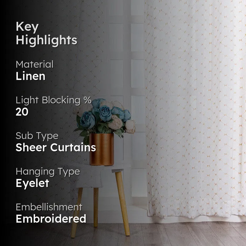 Feature image for Nyrella Creative Weave Curtain gold linen sheer curtain with checks/plaids pattern
