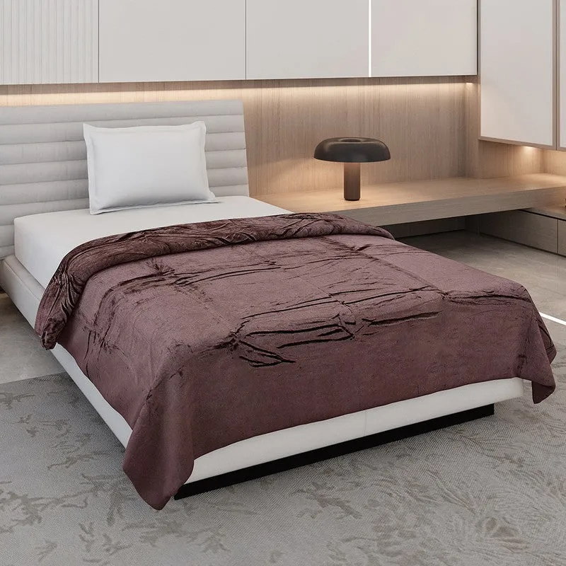 Monte Carlo Luxora Solid Polyester Blanket (Coffee) - 300 GSM media 1