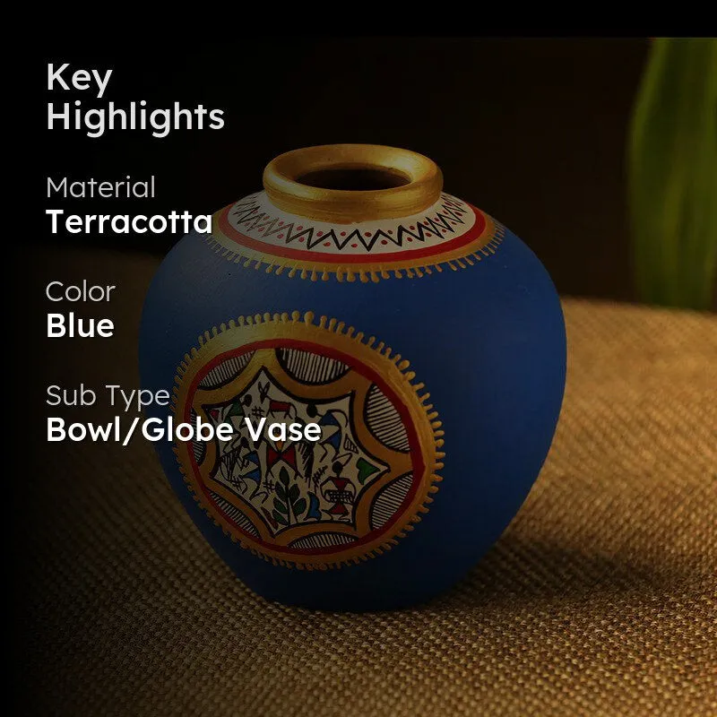 Madhuvan Handpainted Vase - Blue media 2