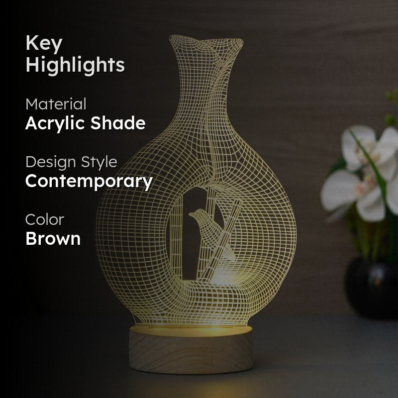 Bird Nest LED Acrylic Table Lamp - Brown media 2