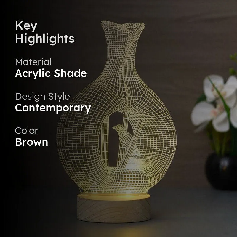 Bird Nest LED Acrylic Table Lamp - Brown media 2