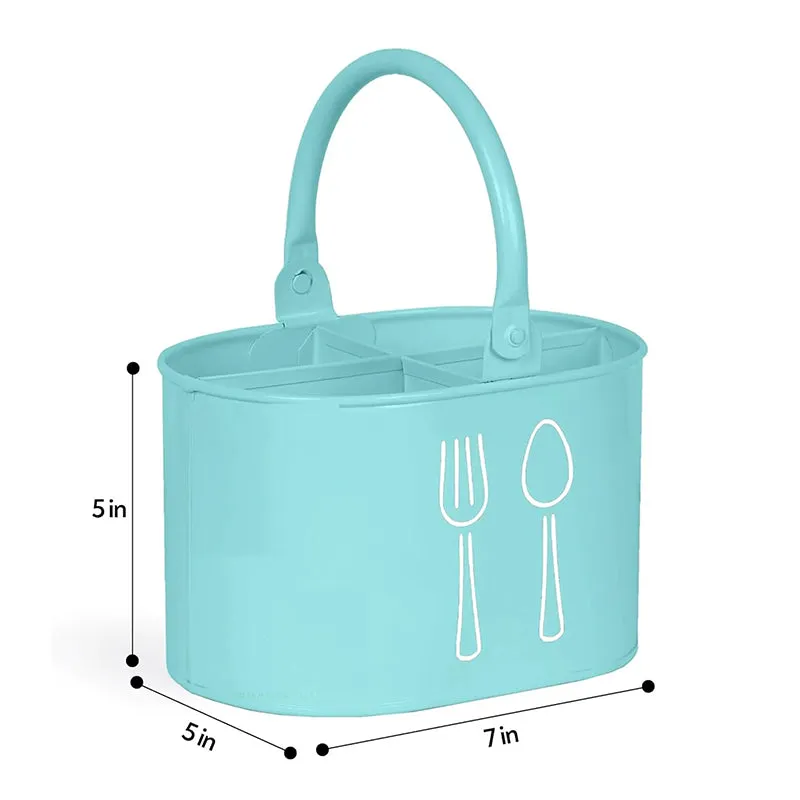 Fork & Order Metal Cutlery Holder - Blue,White media 6