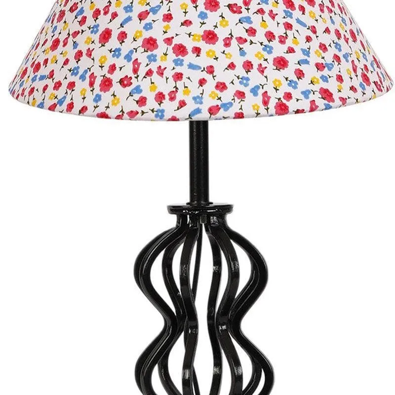 Floral Iggly Wiggly Fabric Table Lamp - Multicolor media 6