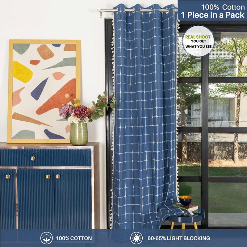 Urban Space Kanya Grid Curtain - Blue media 3