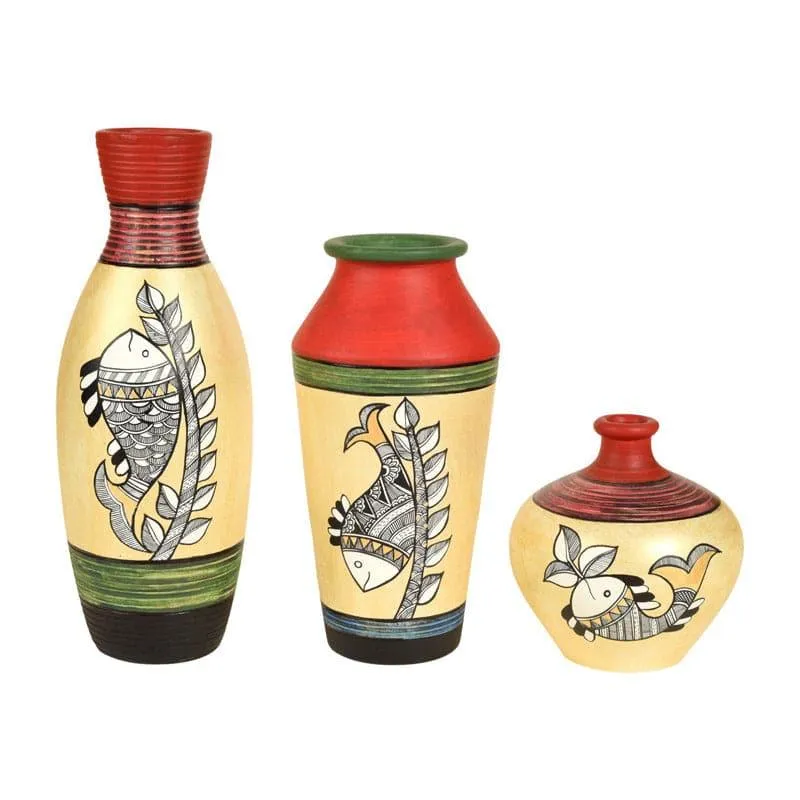 Ramatti Tribal Terracotta Vase - Set Of Three media 3