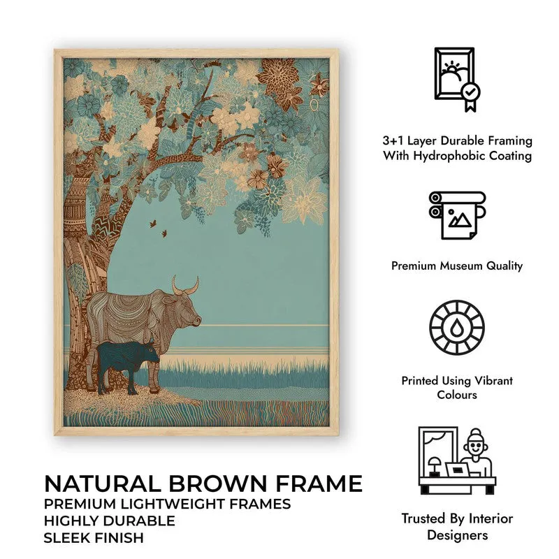 Shantivan Canvas Wall Painting With Brown Frame media 11