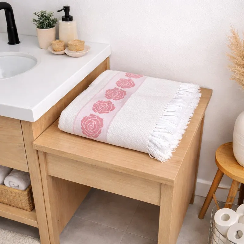 Rosette Cotton Hand & Bath Towel (Pink) - Set of Two media 4