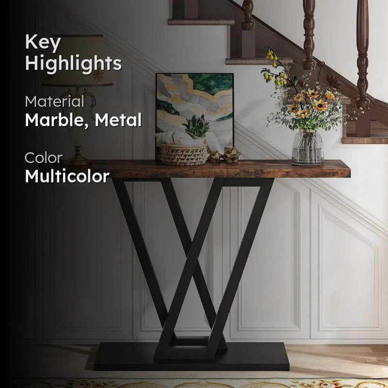 Sleek Industrial Console Table with Wooden Top - Medium media 2