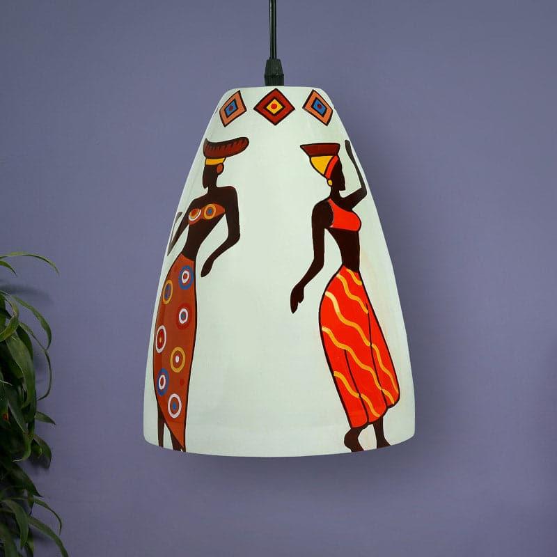 Tribal Tune Hand Painted Glass Ceiling Lamp media 3