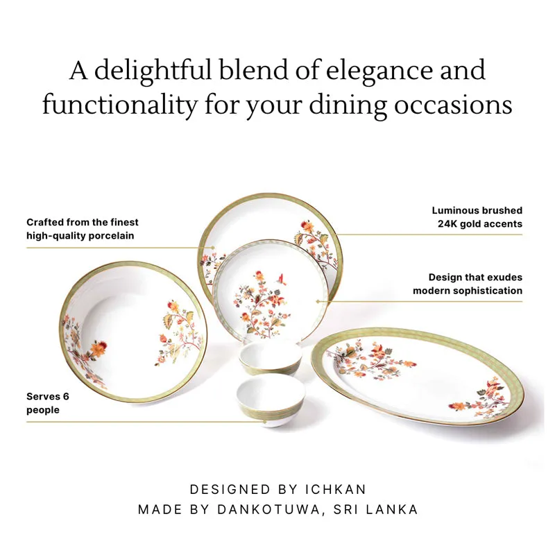 Painted Blooms 24k Gold Brushed Porcelain Dinner Set - 21 Piece Set media 13