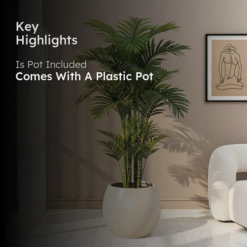 Filo Artificial Areca Palm With Black Plastic Pot - 4.3 Feet - 2
