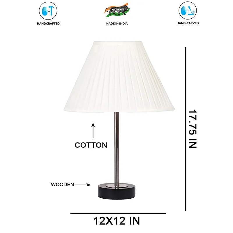 Pleatra Rodin Wooden Table Lamp - OffWhite,Silver,Black media 7
