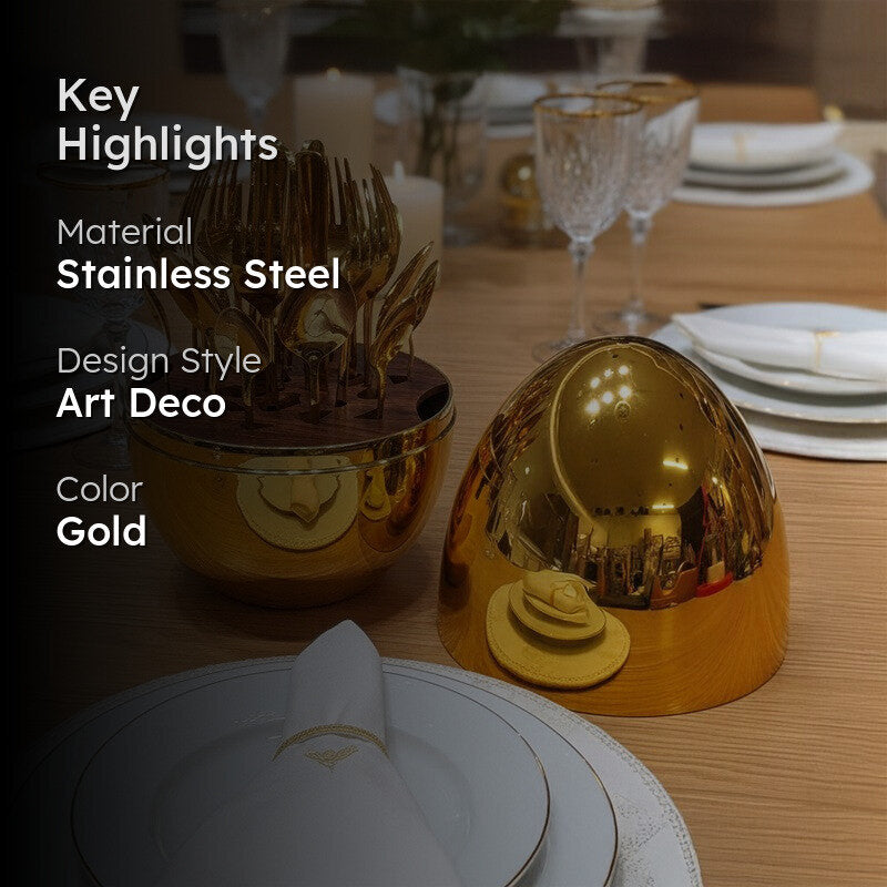 Luxe Golden Cutlery Stand - Twenty Five Piece Set media 2