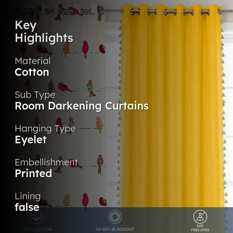 Urban Space Humming Bird Curtains (Yellow) - Set Of Four media 2