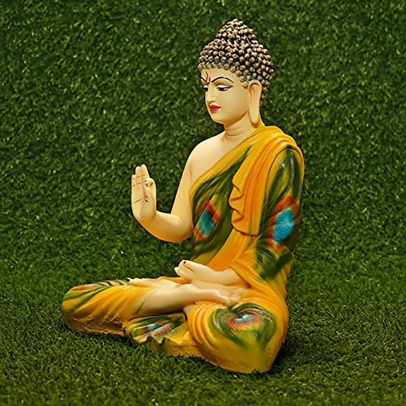 Moksha Aura Buddha Marble Idol - Yellow media 4