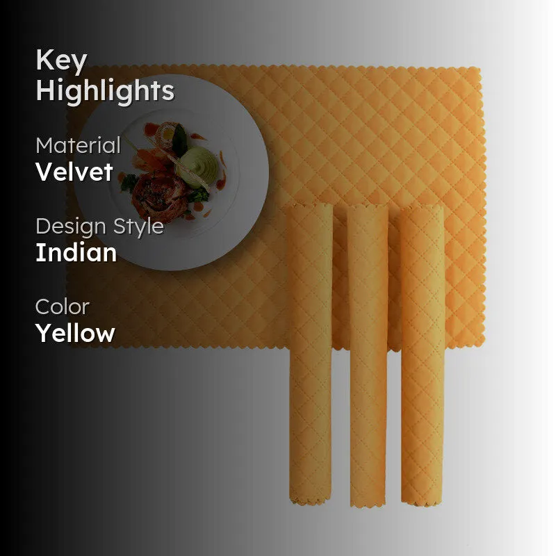 Osric Velvet Quilted Placemat (Yellow) - Set Of Six media 2