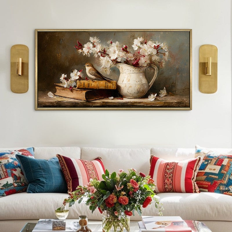 Sparrow Haven Canvas Wall Painting With Frame