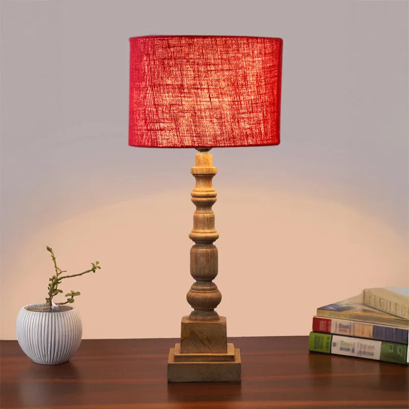 Sienna I Arbor Wooden Table Lamp - Red,Brown media 2