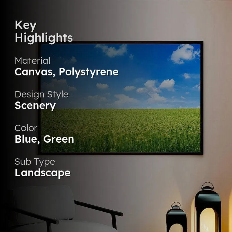 Green Field Canvas Wall Painting - Black Frame media 2