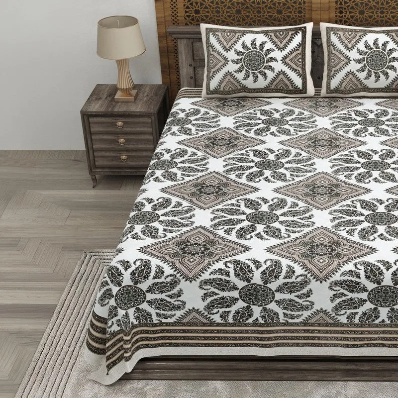 Loomix Cotton Bedsheet (Beige,Brown) - 240 TC media 3