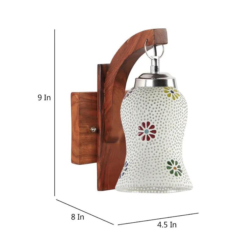 Shima Floral Forma Mosaic Glass & Wooden Wall Lamp media 4