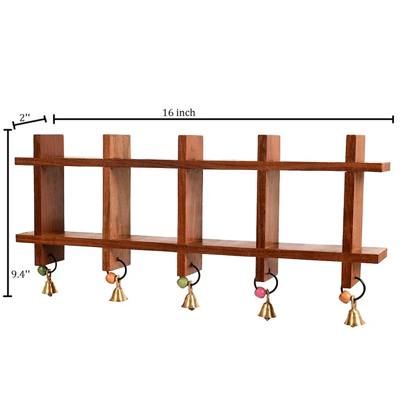 Girija Handcrafted Wall Shelf With Vase - Five Piece Set media 6