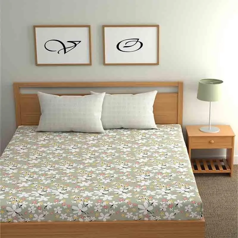 Floral Jewels Microfiber Bedsheet (Grey) - 150 GSM media 3