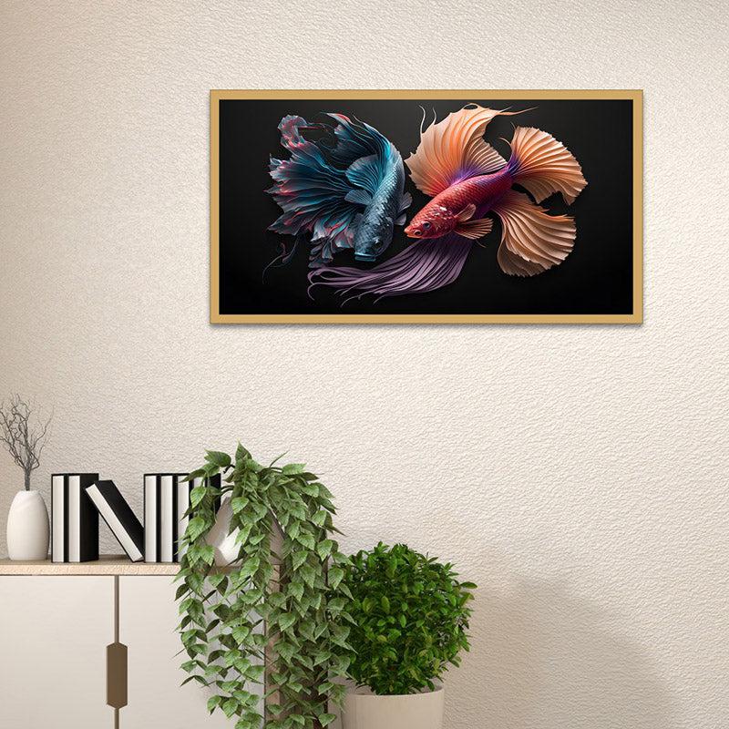 Chroma Fins Wall Painting With Frame