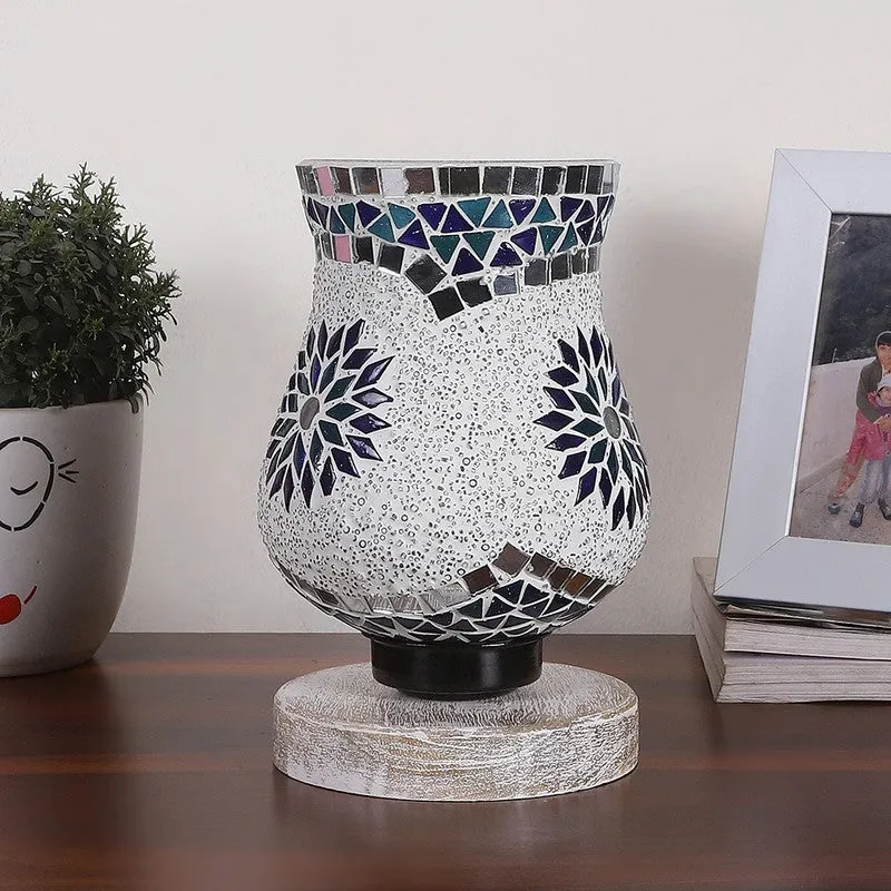 Gleamora Mosaic Glass Table Lamp With Wooden Base - Multicolor media 4