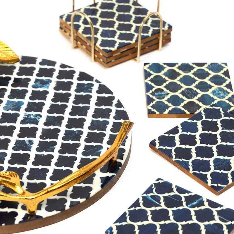 Cromo Grid MDF Platter With Coaster - Eight Piece Set media 5