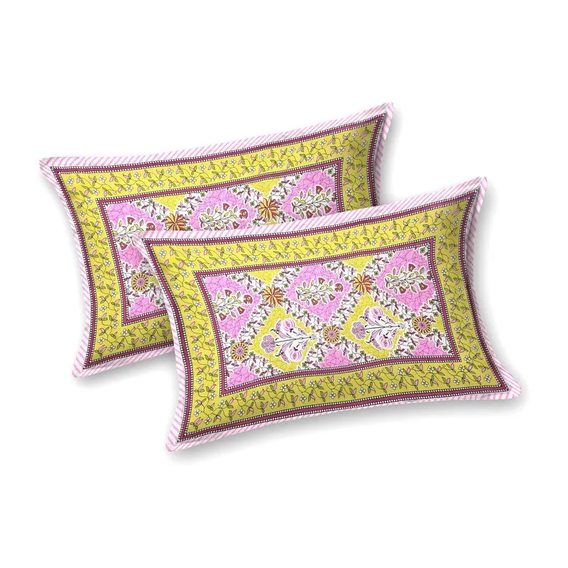 Royalon Cotton Bedsheet (Green,Pink) - 240 TC media 4