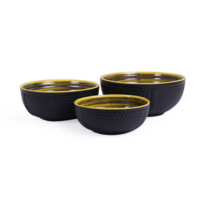 Kashi Serving Bowl (Black/1.5L/1L/600 mL) - Set Of Three media 3