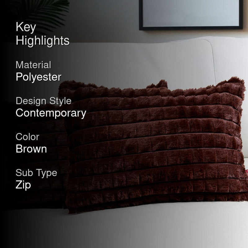 Frost Waffle Brown Cushion Cover (Rectangle)  Set of Two media 2