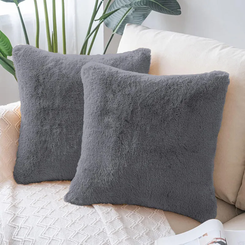 Fur Dual Cushion Cover Set (Light Grey) - Set Of Two media 1