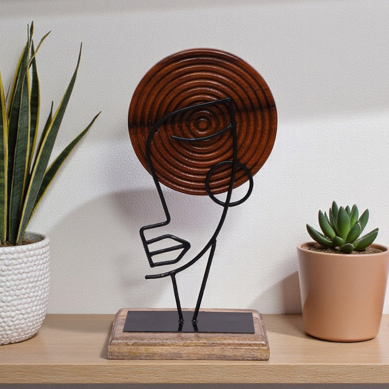 Artisan Abstract Face Metal Showpiece