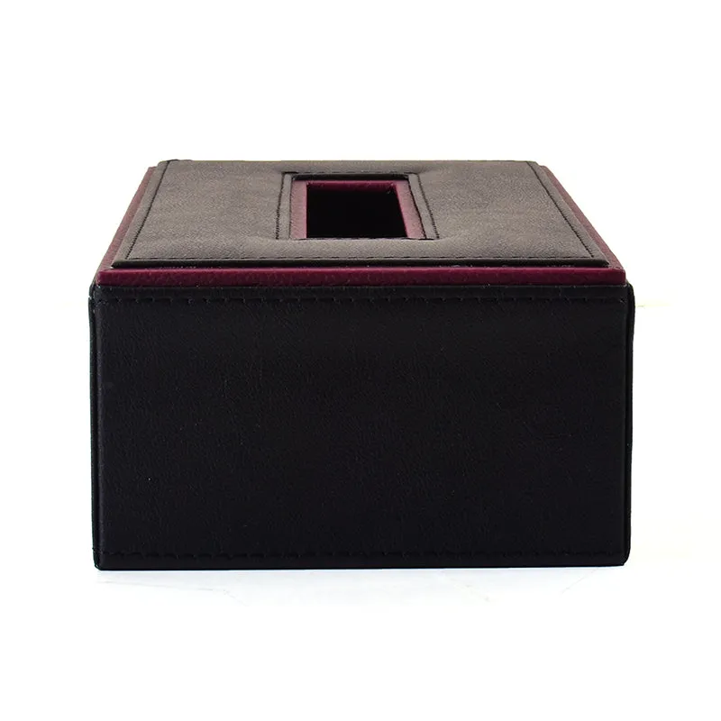 Tisca Edge Faux Leather Tissue Box - Black media 6