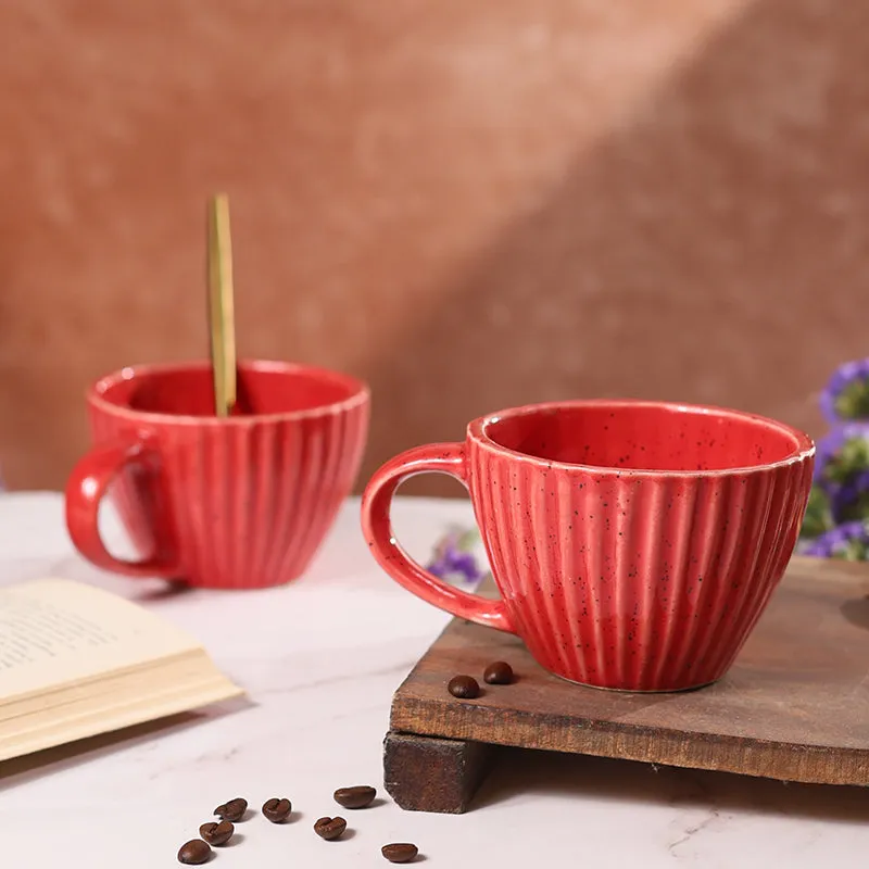 Agnese Ceramic Tea Cup (230 mL)/Red) media 5