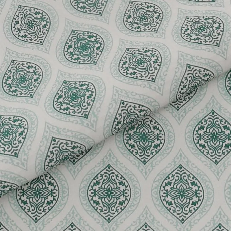 Hriti Printed Cotton Bedsheet (Green) - 240 TC media 3