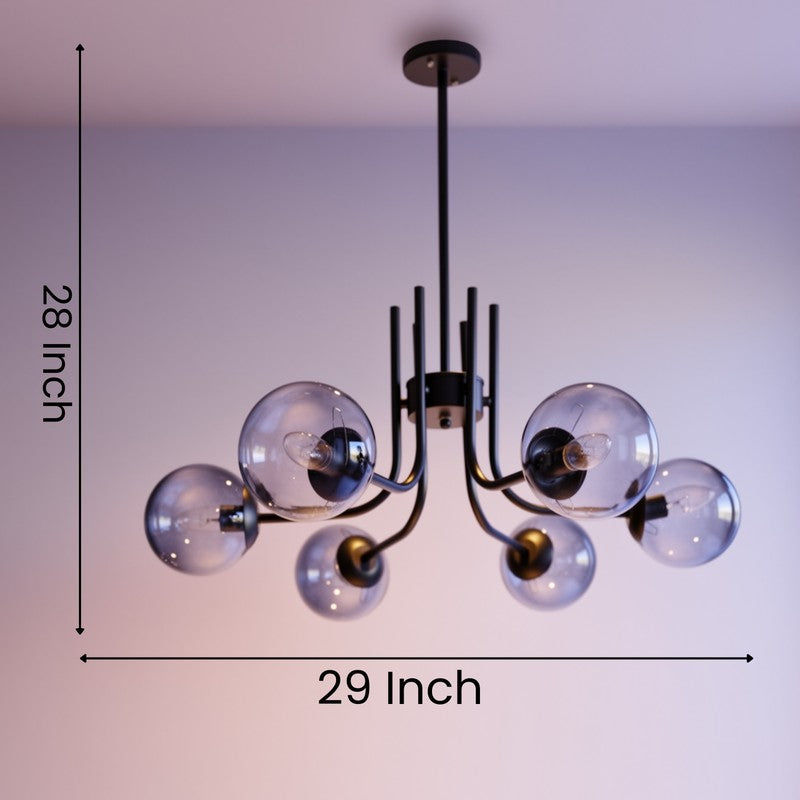 Smoky Globe Iron Sphere Ceiling Lamp - Black media 8
