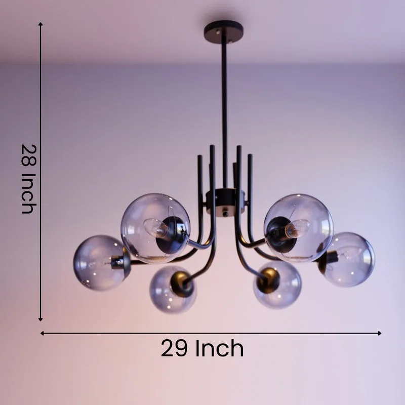 Smoky Globe Iron Sphere Ceiling Lamp - Black media 8