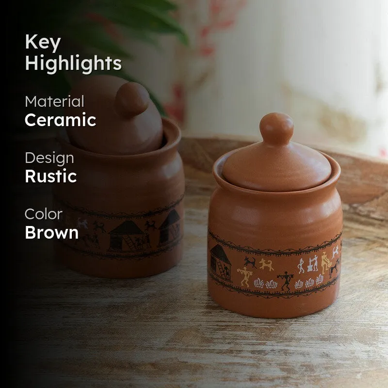 Arvia Bloom Ceramic Jar (250 mL) - Set Of Two media 2