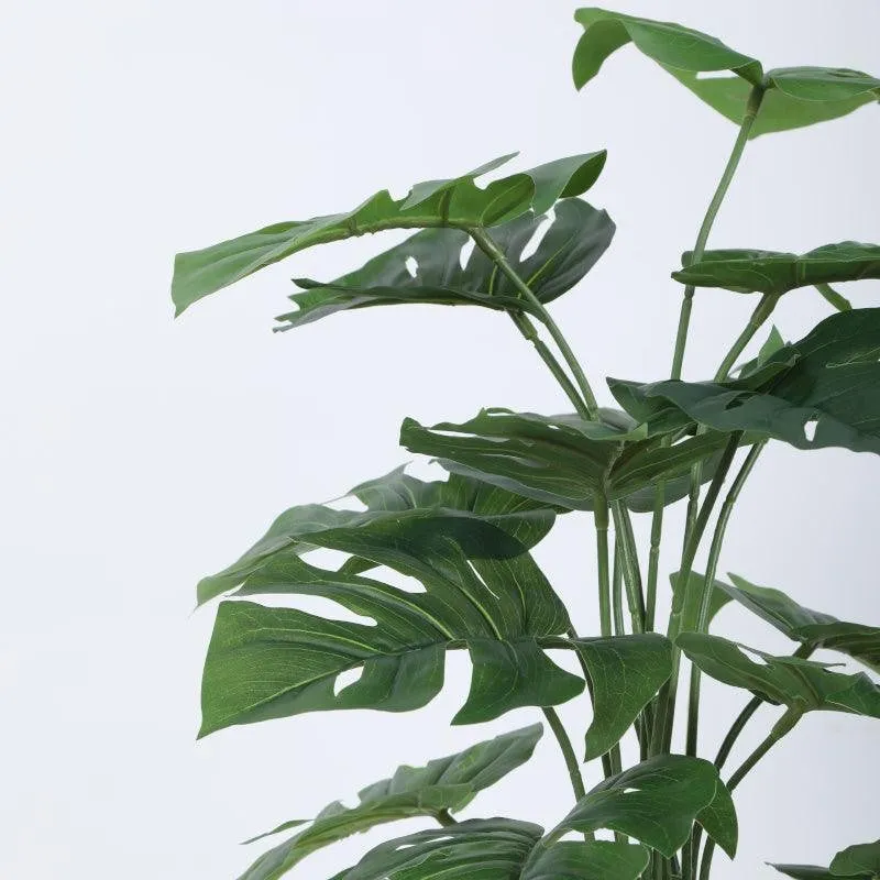 Faux Fringe Monstera Artificial Plant With Black Plastic Pot - 2.13 ft media 5