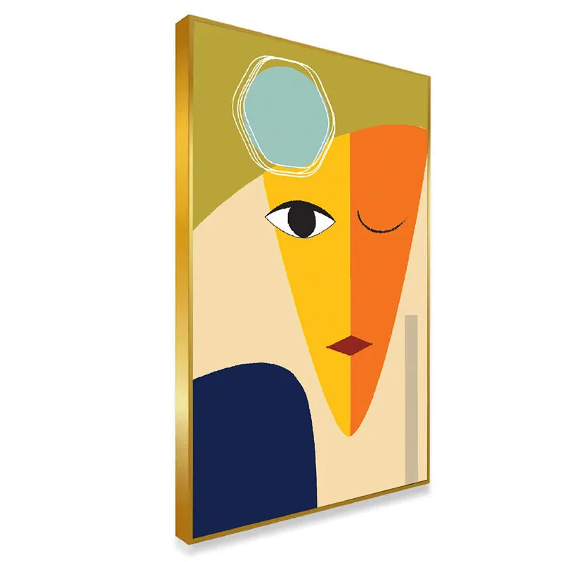 Roda Abstract Face Wall Painting With Frame media 4