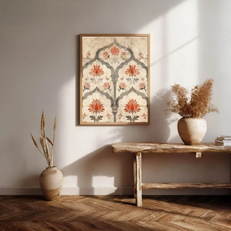 Lotus Arch Canvas Wall Painting With Brown Frame media 6