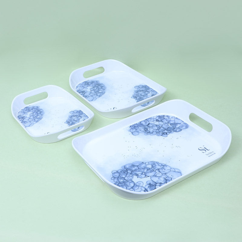 Hydrangea Florae Serving Tray (Blue) - Set Of Three image 4