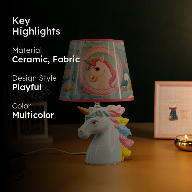 Unicorn Ride Ceramic Table Lamp - Multicolor media 2