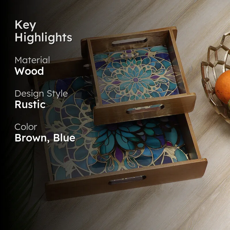 Floral Feast Wooden Serving Tray - Set of Two media 2